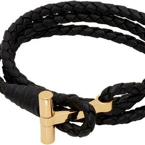 Tom Ford Woven Leather and Gold Plated Wrap Bracelet